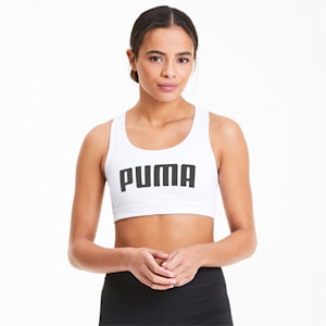 4Keeps Mid Impact Women's Bra, Puma White-Puma Black PUMA