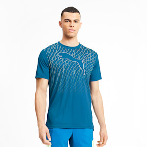 Graphic Cat Short Sleeve Men's Running T-Shirt, Digi-blue
