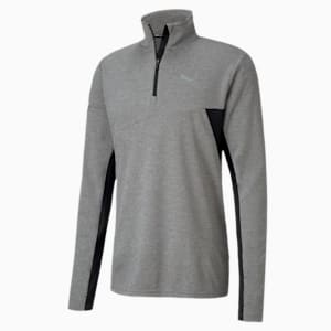 Quarter Zip dryCELL Reflective Tec Men's Running Midlayer, Medium Gray Heather-Puma Black