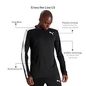 Cross the Line Long Sleeve Men's Track and Field Performance Fit T-shirt, Puma Black-Puma White, extralarge-IND