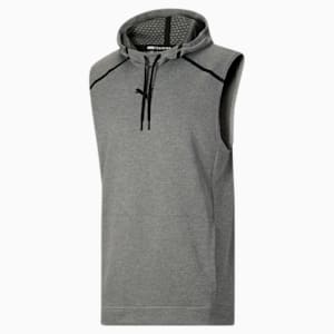 Tech Knit Men's Sleeveless Training Hoodie, Medium Gray Heather-Black, extralarge