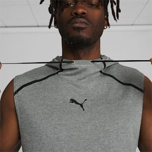 Tech Knit Men's Sleeveless Training Hoodie, Medium Gray Heather-Black, extralarge