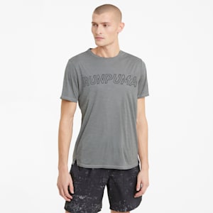 Logo Short Sleeve Men's Running  T-shirt, Medium Gray Heather