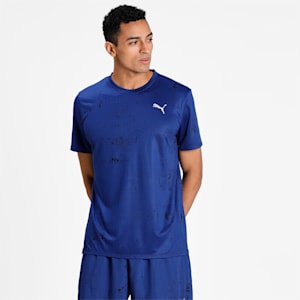 Graphic Short Sleeve Men's Running  T-shirt, Elektro Blue