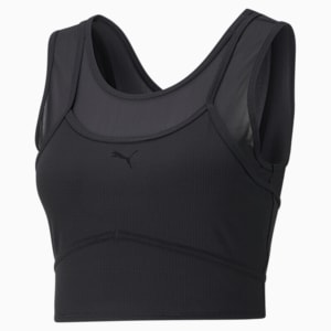 Studio Layered Women's Training Crop Top, Puma Black