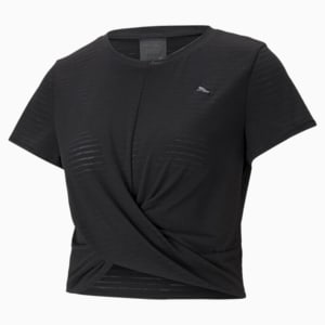 STUDIO TWIST BURNOUT TEE, Puma Black-burn out print