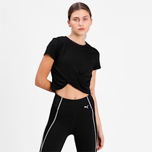 STUDIO TWIST BURNOUT TEE, Puma Black-burn out print