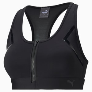 High Impact Front Zip Women's Training Bra, Puma Black, extralarge-IND