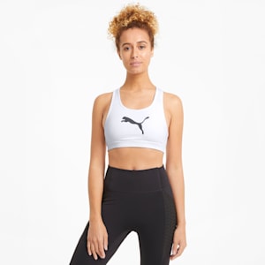 Mid Impact 4Keeps Women's Sports Bra, Puma White-black BIG CAT, extralarge