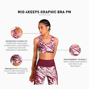 Mid 4Keeps Graphic Women's Training Sports Bra, Deep Orchid-Multi print, extralarge-IND