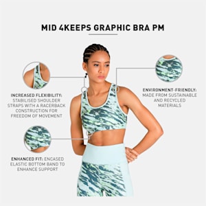 Mid Impact 4Keeps Graphic Women's Training Bra, Nitro Blue-Multi print