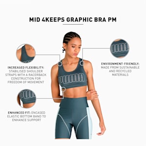 Mid Impact 4Keeps Graphic Women's Training Bra, Dark Slate-crystalline PUMA