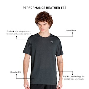Performance Heather Men's Training  T-shirt, Dark Gray Heather, extralarge-IND