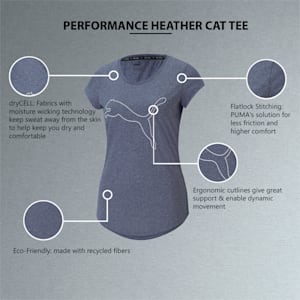 Performance Heather Cat Women's Training  T-shirt, Peacoat Heather