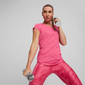 Performance Heather Cat Women's Training  T-shirt, Sunset Pink Heather
