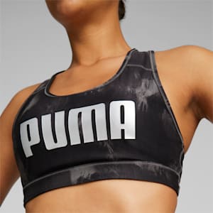 ウィメンズ トレーニング 4キープ グラフィック ブラトップ 中サポート, Puma Black-Brush stroke -PUMA print