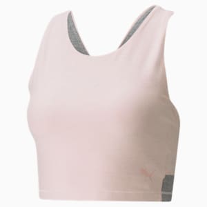 Studio Yogini Luxe Racer Back Women's Performance Crop Top, Lotus-Medium Gray Heather