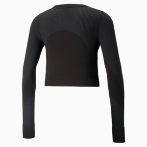 Seamless Long Sleeve Fitted Women's Training Tee, Puma Black