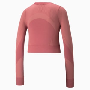 Seamless Long Sleeve Fitted Women's Training Tee, Mauvewood-Peach Parfait