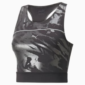 High Shine Cropped Women's Running Tank Top, Puma Black-AOP Q1