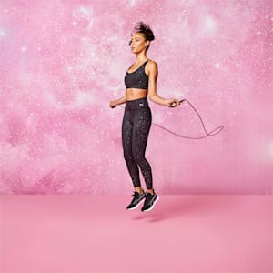High Waist Printed 7/8 Women's Training Leggings, Puma Black-Stardust print