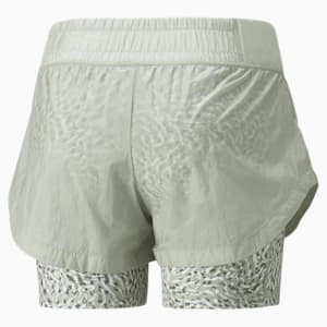 Run Marathon Sheer Woven 2-in-1 Women's Running Shorts, Spring Moss