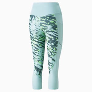 5K Graphic High Waisted 3/4 Women's Running Leggings, Nitro Blue