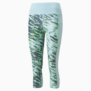 5K Graphic High Waisted 3/4 Women's Running Leggings, Nitro Blue