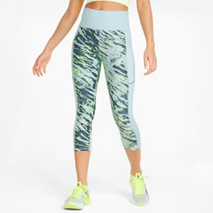 5K Graphic High Waisted 3/4 Women's Running Leggings, Nitro Blue