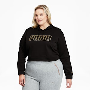 Moto Women's Pullover Hoodie PL, Puma Black-Gold, extralarge