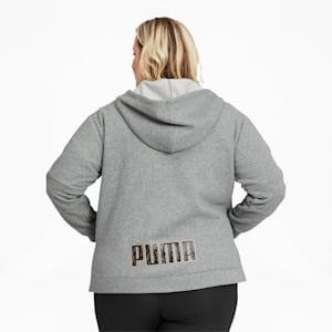 Moto Full-Zip Women's Training Hoodie PL, Medium Gray Heather-Rose Gold
