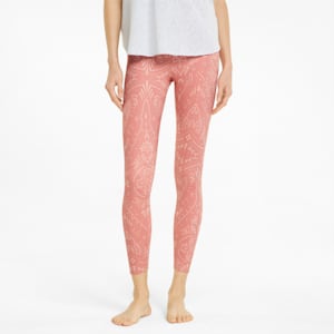 Studio Printed High-Waisted Women's Training Leggings, Rosette