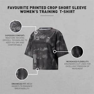 Favourite Printed Crop Short Sleeve Women's Training  T-shirt, Puma Black-AOP Q1