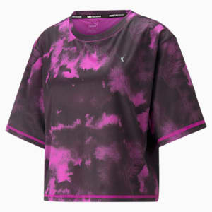 Favourite Printed Crop Short Sleeve Women's Training Relaxed Fit T-Shirt, Deep Orchid-AOP, extralarge-IND