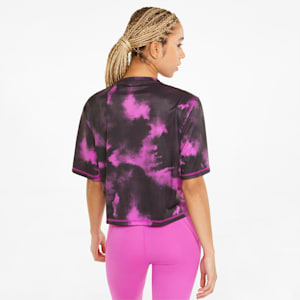 Favourite Printed Crop Short Sleeve Women's Training  T-shirt, Deep Orchid-AOP