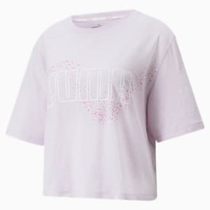 Graphic Recycled Boxy Women's Training  T-shirt, Lavender Fog
