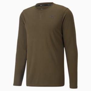 Studio Waffle Long Sleeve Men's Training Tee, Deep Olive, extralarge