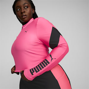 Top corto con cierre medio PUMA Fit EVERSCULPT de entrenamiento para mujeres, Sunset Pink