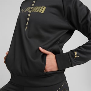 Fit PWRFleece Women's Training Sweatshirt, Puma Black-Metallic Gold