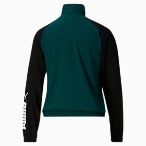 Fit Logo Colorblock Woven Women's Training Jacket, Varsity Green-Puma Black