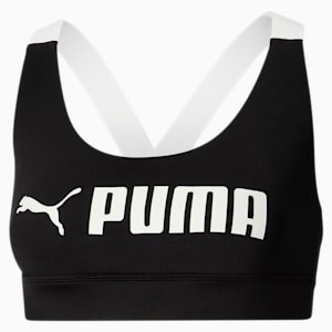 PUMA Fit Women's Mid Impact Sports Bra, Puma Black, extralarge