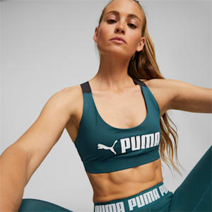 PUMA Fit Mid Impact Women's Sports Bra, Varsity Green