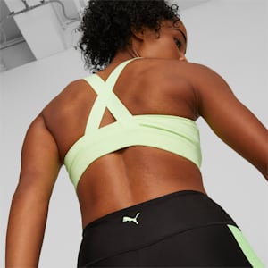 PUMA Fit Mid Impact Women's Sports Bra, Speed Green-PUMA Black, extralarge