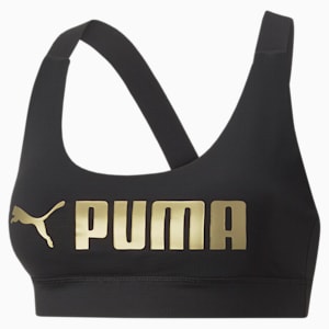 Fit Mid Impact Training Bra Women, Puma Black-Metallic PUMA
