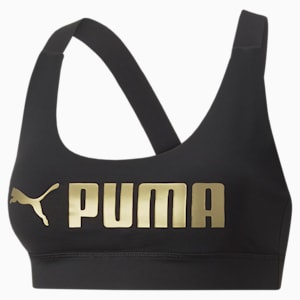PUMA Fit Mid Impact Training Bra, Puma Black-Metallic PUMA