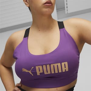 PUMA Fit Mid Impact Training Bra, Purple Pop-PUMA Gold, extralarge-GBR