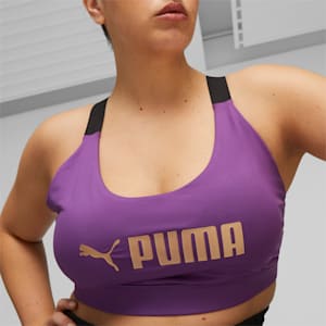 Fit Mid Impact Training Bra, Purple Pop-PUMA Gold, extralarge-IND