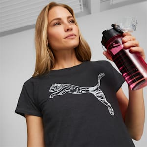Run Logo Short Sleeve Running Women's T-Shirt, Puma Black-Platinum Gray