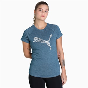 Run Logo Short Sleeve Running Women's T-Shirt, Marine Blue