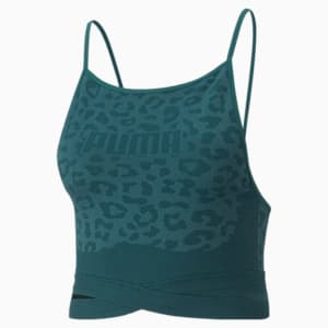 FormKnit Seamless Fashion Women's Training Bra, Varsity Green-leopard print